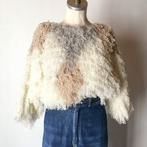 Rare Vtg 80's Side Effects Loopy / Shaggy Crochet Hand Knit Sweater Sm/Med